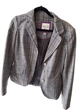 Esprit Gray Plaid Tailored Blazer
